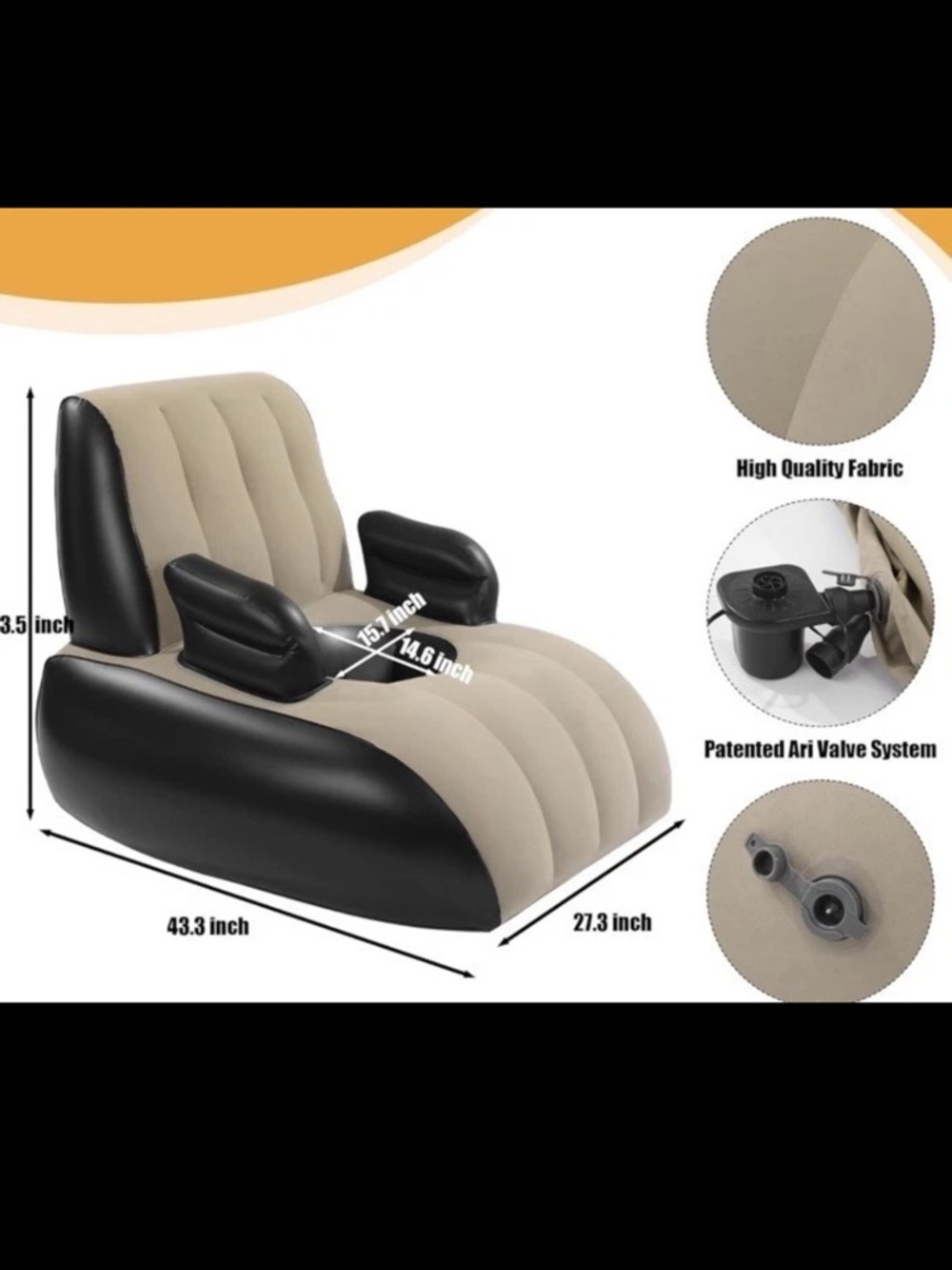 Inflatable BBL Chair Sofa with Hole, BBL Pillow for Post-Surgery Recovery